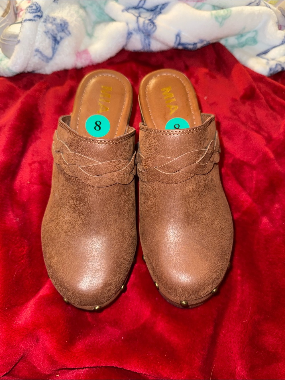 MIA Tan Braided Leather Mule Clogs - Picture 1 of 4